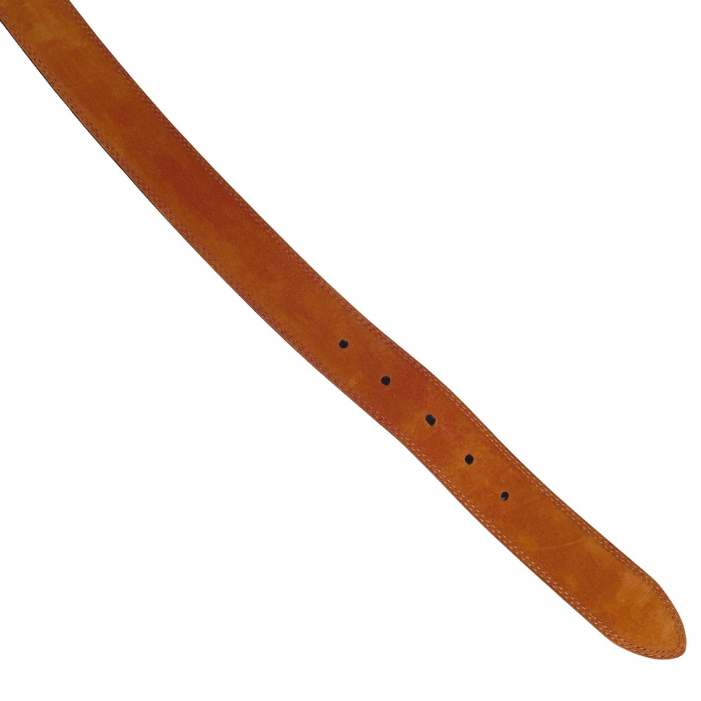 Cole Haan Leather Belt Mens 38 Brown Textured Silver Buckle Old Money Preppy - Picture 15 of 16